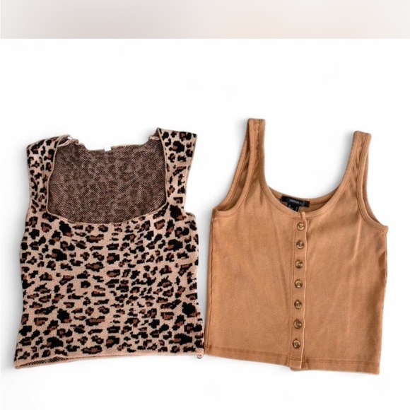Forever 21 Tops - Forever 21 Animal Print and Camel Buttoned Tank Tops